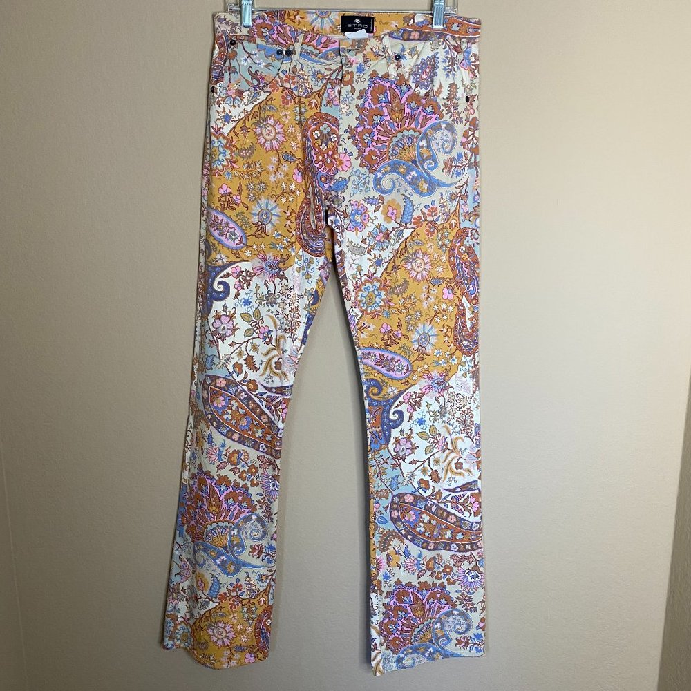 etro paisley slightly flared jeans